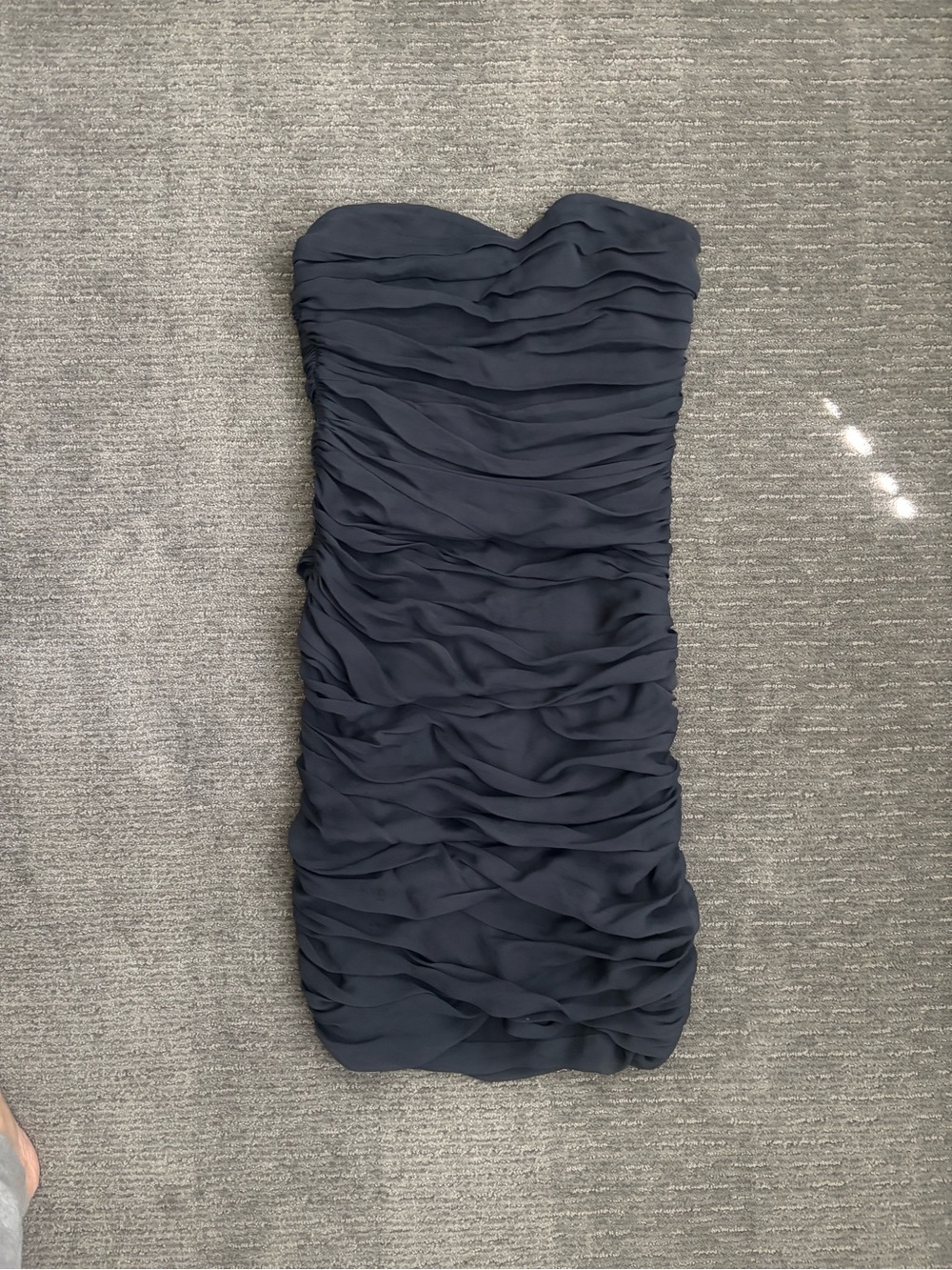 Silk DVF navy strapless cocktail dress
